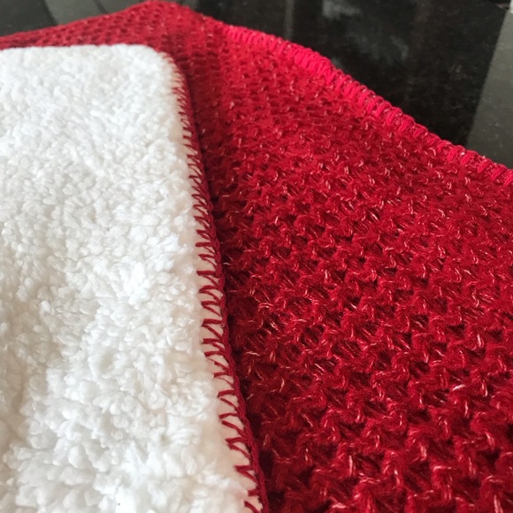 New Pottery Barn Thermal Sherpa Back Knit Pillow Cover, Red & Cream Cozy Pillow - Picture 11 of 16